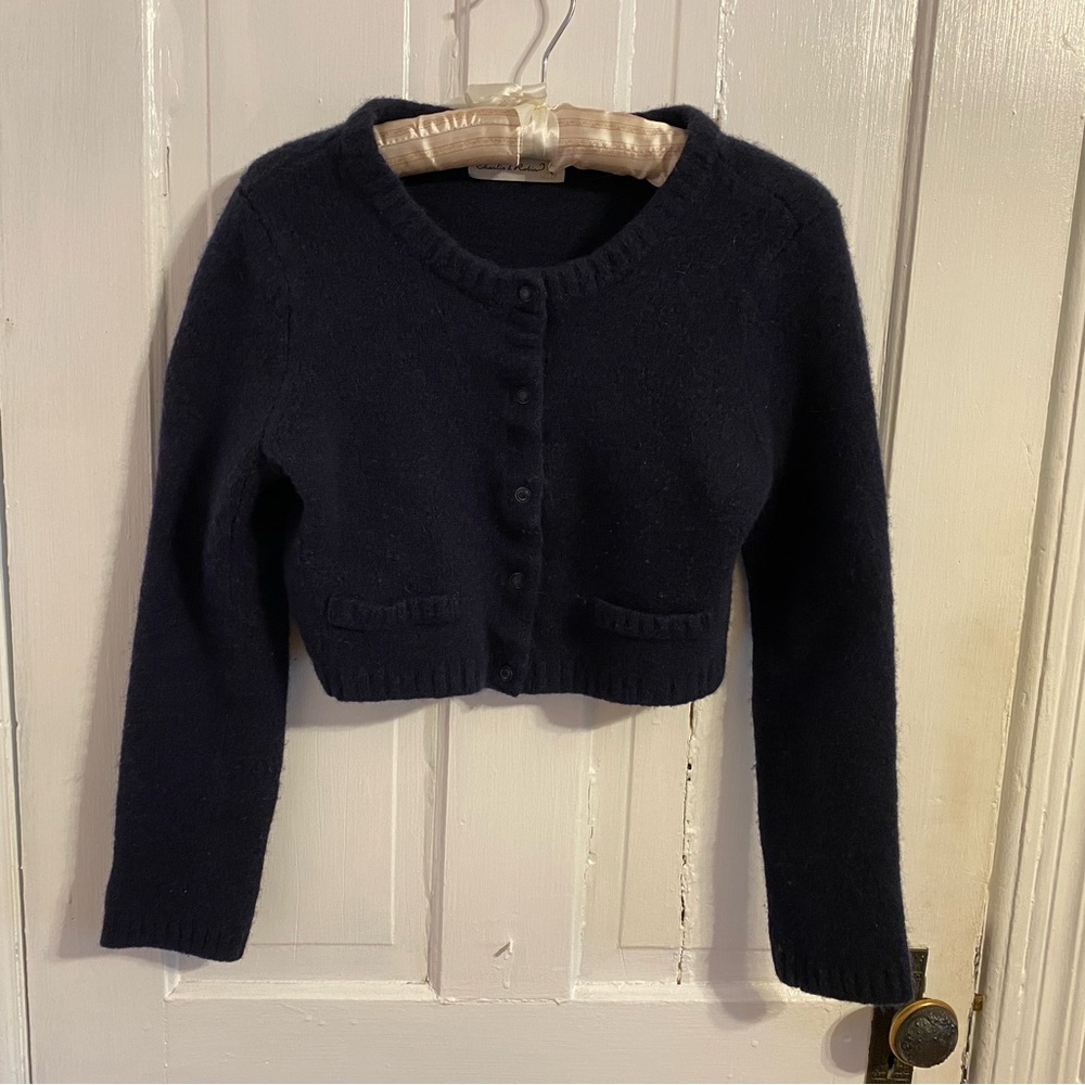 Women's Navy Blue Button-Up Sweater